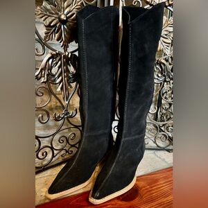 Free People Seay Slouch Black Suede Boots